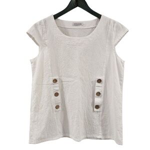 Misslook Women's White Button-Accent Top